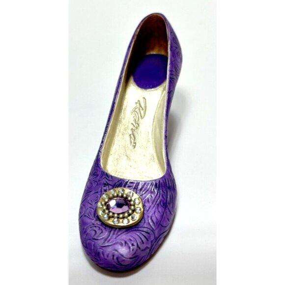 Just The Right Shoe Jewelled Plum by Lorraine Vail, VTG Purple Mini Heel Decor - Picture 7 of 8